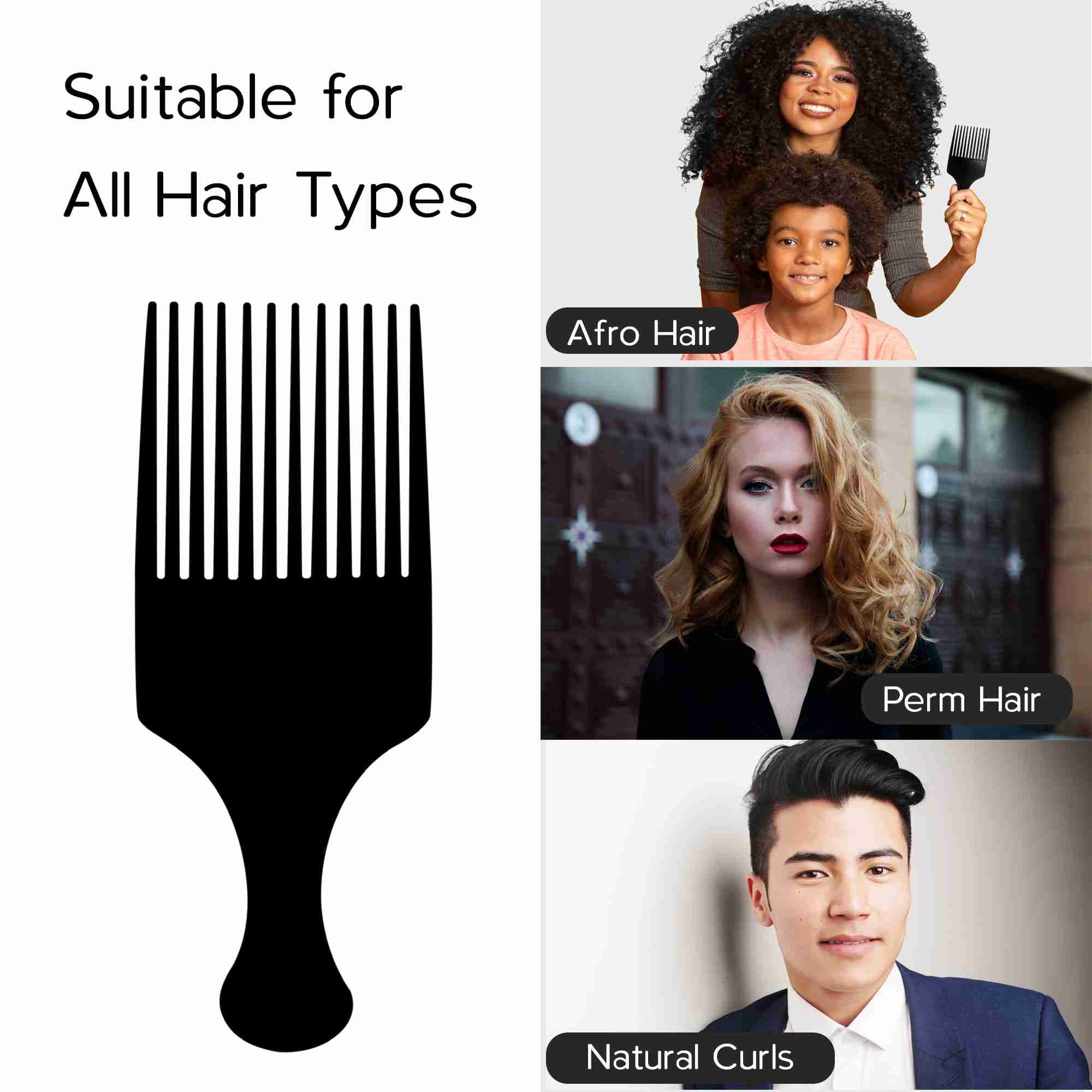 Boorika Afro Comb Smooth Sturdy Afro Pick